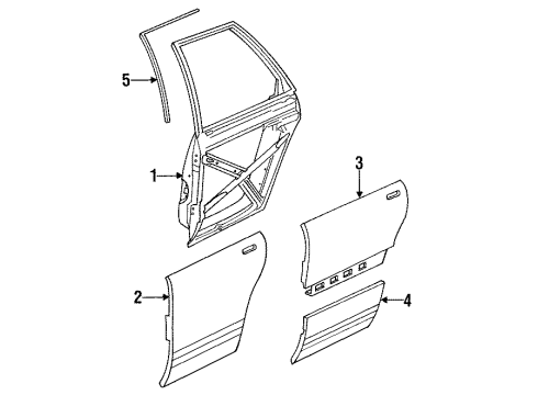 1991 Saturn SL1 Molding,Rear Side Door Window Garnish Diagram for 21096769