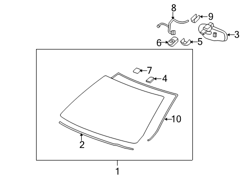 2007 Buick Lucerne Windshield Glass, Reveal Moldings Diagram