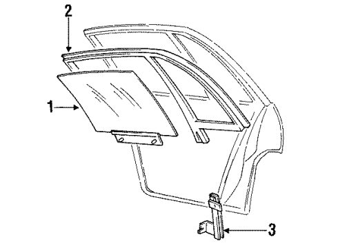 1994 Buick Park Avenue Rear Door - Glass & Hardware Diagram