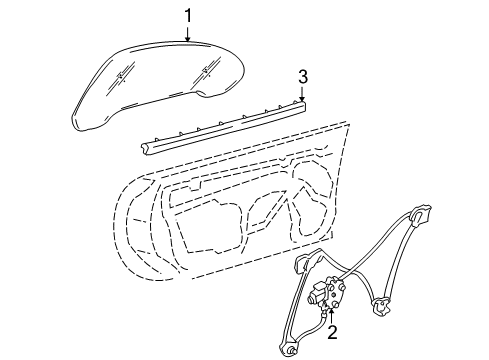 1999 Chevy Corvette Door - Glass & Hardware Diagram