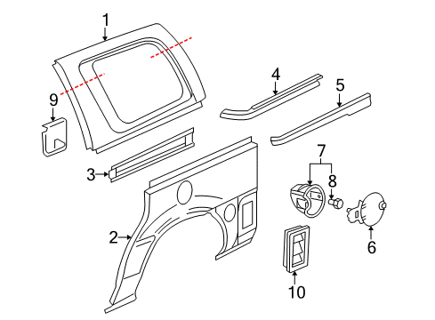 2006 Saturn Relay Side Panel & Components Diagram