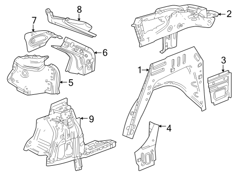 2024 Chevy Trax Inner Structure - Quarter Panel Diagram