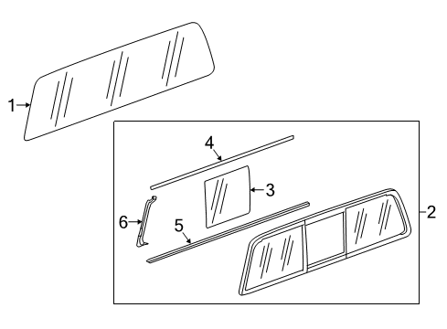 2021 GMC Canyon Glass & Hardware - Back Glass Diagram