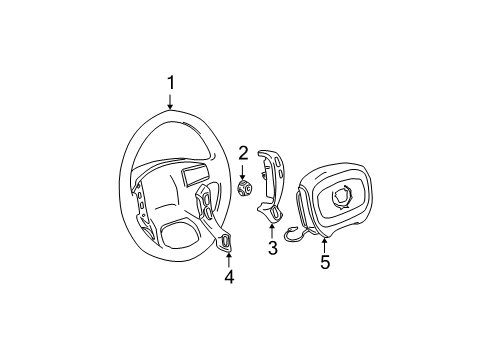 2001 Cadillac DeVille Steering Column, Steering Wheel & Trim Diagram 5 - Thumbnail