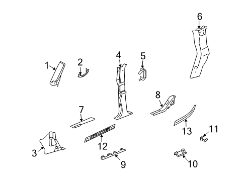 2004 Hummer H2 Handle Assembly, Center Pillar Asst *Wheat Diagram for 21998341