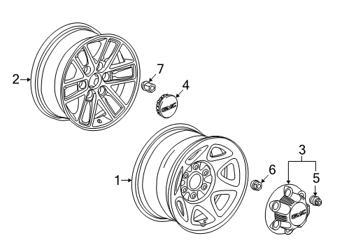 2018 GMC Sierra 1500 Hub Cap ASSEMBLY *Silver Diagram for 20941990