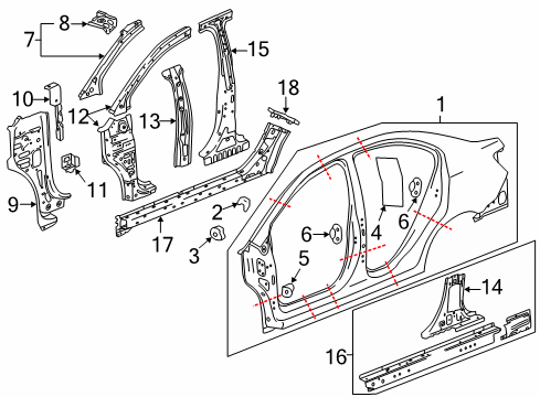 2016 Chevy Sonic Center Pillar & Rocker, Hinge Pillar, Uniside Diagram 2 - Thumbnail