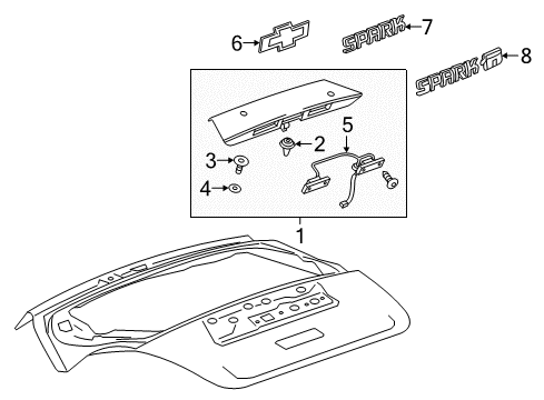 2013 Chevy Spark Exterior Trim - Lift Gate Diagram