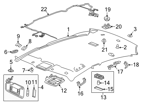 2018 Chevy Malibu Interior Trim - Roof Diagram