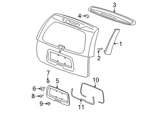 2005 GMC Envoy XL Exterior Trim - Lift Gate Diagram