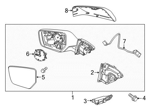 2019 Chevy Impala Mirror Assembly, Outside Rear View W/O Cover Diagram for 84269189