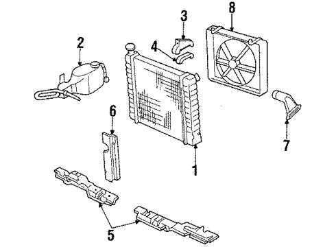 1987 Cadillac Cimarron Radiator & Components, Cooling Fan Diagram