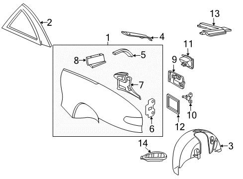 1998 Chevy Cavalier Quarter Panel & Components Diagram 2 - Thumbnail