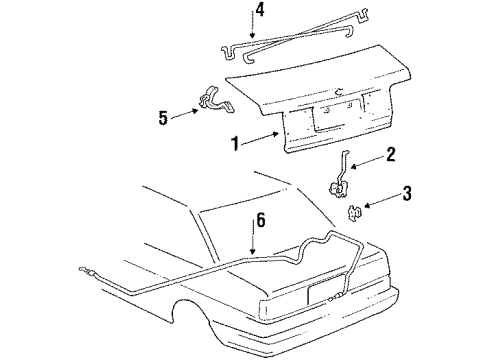 1987 Chevy Nova Rear Compartment Lid Latch Diagram for 94841865