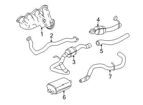 2000 Chevy Silverado 2500 Exhaust Muffler Assembly (W/ Exhaust & T/Pipe & 3Way Catalytic Converter Diagram for 88983235