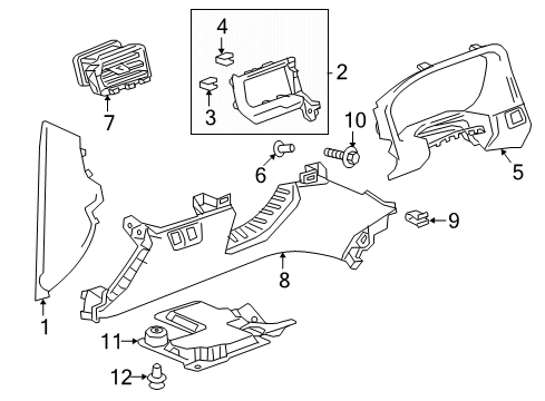 2021 GMC Acadia Plate Assembly, Instrument Panel Cluster Trim *Combat Diagram for 84223883