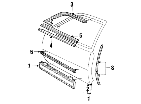 1990 Cadillac Eldorado MOLDING, Front Door Window Reveal Diagram for 20635602