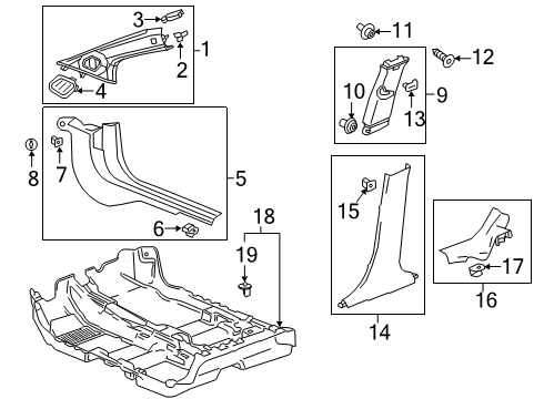 2017 Chevy Spark Interior Trim - Pillars, Rocker & Floor Diagram