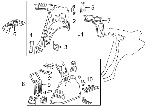 2011 Chevy Cruze Filler,Body Lock Pillar Lower Diagram for 96845646