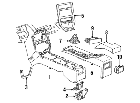 1989 Chevy Cavalier Console Assembly, Front Floor Medium Beechwood Diagram for 22555522