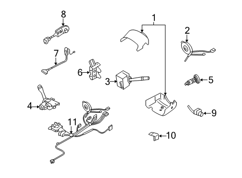 2005 Cadillac SRX Shroud, Switches & Levers Diagram