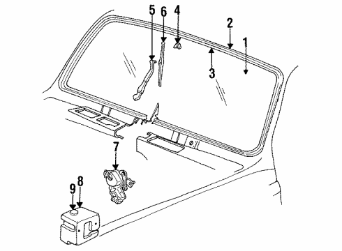 1988 Chevy R20 Suburban Windshield & Wiper Component, Reveal Moldings Diagram