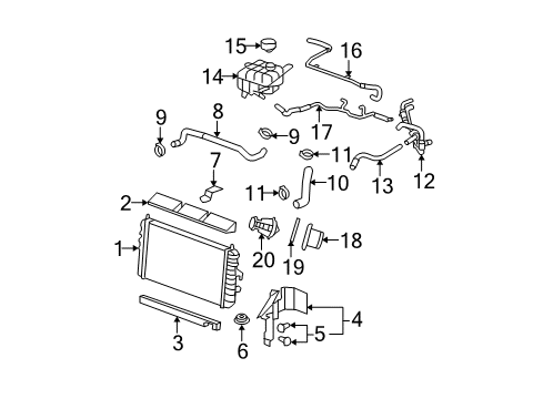 2010 Cadillac DTS Coolant Recovery Reservoir Pipe Diagram for 21999651