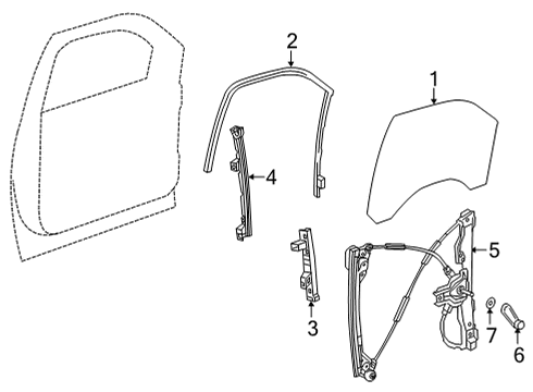 2022 Chevy Silverado 3500 HD WEATHERSTRIP ASM-FRT S/D WDO Diagram for 84842587