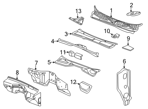 2002 GMC Sierra 2500 HD Cab Cowl Diagram 1 - Thumbnail