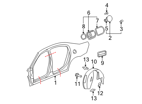 2009 Buick Lucerne Liner, Rear Wheelhouse Panel Diagram for 25891511