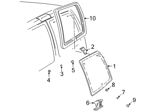 1997 GMC Savana 1500 Back Door - Glass & Hardware Diagram