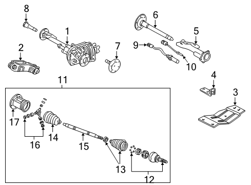 1999 Chevy K1500 Carrier & Front Axles Diagram