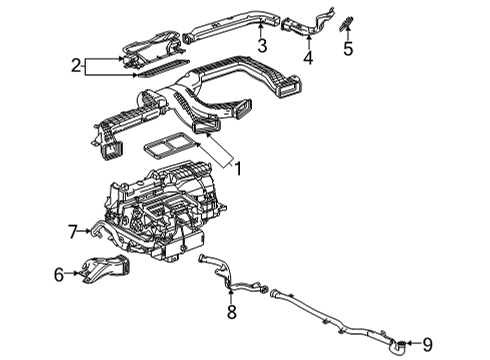 2021 Chevy Corvette Duct Assembly, W/S Defr Otlt Diagram for 23428542