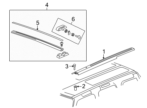 2009 Hummer H3 Cover Asm,Luggage Carrier Cr Rail Support (W/Key Sp*Dark Smoke Gry Diagram for 12499398