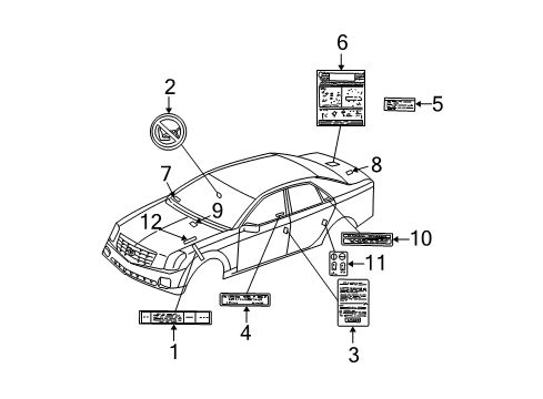 2003 Cadillac CTS Label, Jack Usage Diagram for 25748367