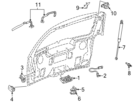 2005 Chevy Uplander Lift Gate - Lock & Hardware Diagram