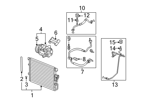 2009 Pontiac Torrent A/C Condenser, Compressor & Lines Diagram 1 - Thumbnail