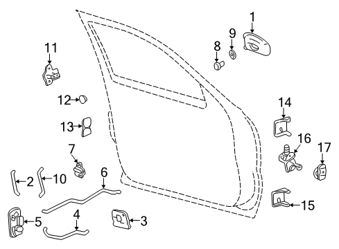 2007 Chevy Silverado 1500 Classic Front Door - Lock & Hardware Diagram