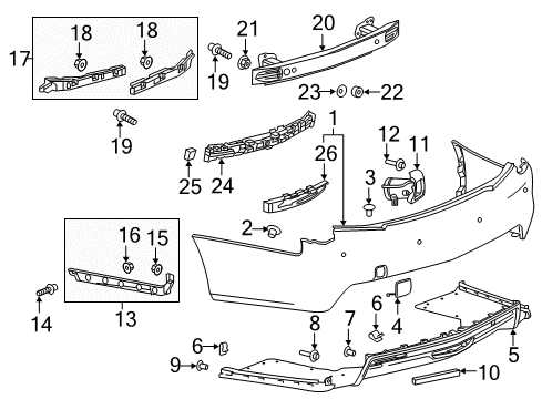 2019 Cadillac CTS Rear Bumper, Cover Upper *Service Primer Diagram for 23302877