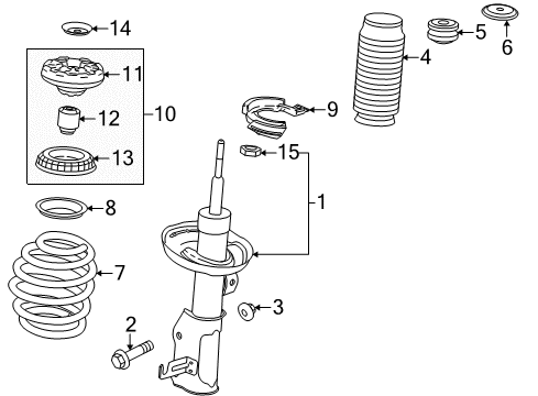 2012 Buick LaCrosse Front Suspension Strut Assembly Diagram for 22969018