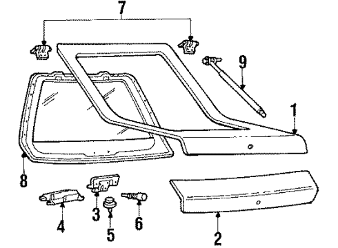 1991 Chevy Corsica Strut Assembly, Rear Compartment Lift Window Diagram for 10131331