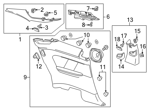 2011 Cadillac CTS Interior Trim - Quarter Panels Diagram 1 - Thumbnail