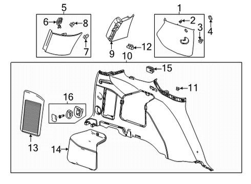 2021 Chevy Suburban Interior Trim - Quarter Panels Diagram 1 - Thumbnail