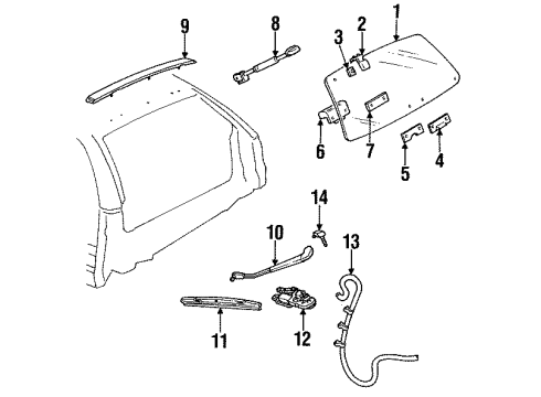 1991 Oldsmobile Custom Cruiser Hinge Assembly, End Gate Window Diagram for 10124263