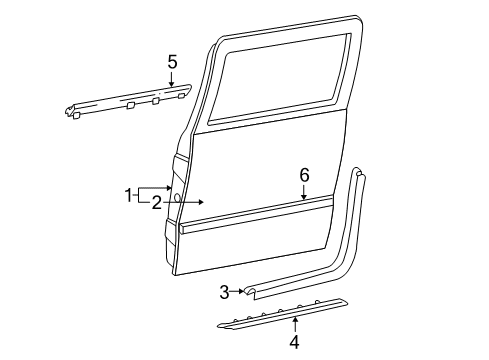 1999 GMC C3500 Rear Door & Components, Exterior Trim, Body Diagram