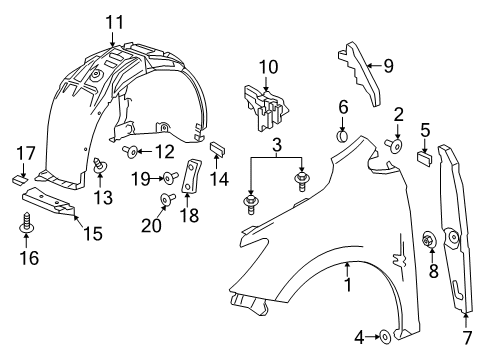 2018 Chevy Cruze Protector Assembly, Front Fender Paint Diagram for 84106957