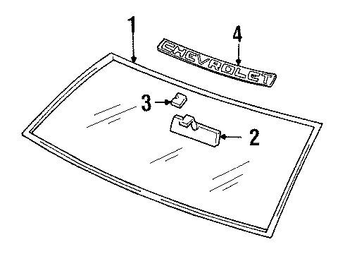 1993 GMC K3500 Windshield Glass Diagram