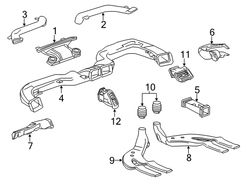 2018 Chevy Impala Outlet Assembly, Instrument Panel Outer Air *Black Diagram for 23128461