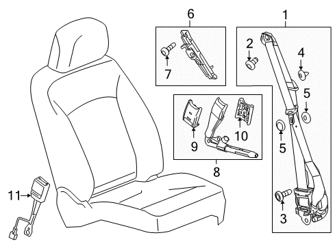 2012 Buick Regal Rear Seat Belt Kit (Buckle Side) *Light Neutral *Neutral Diagram for 19208848