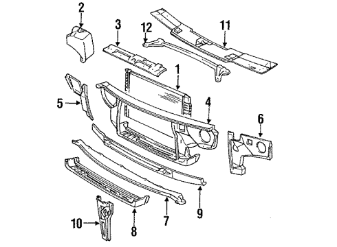 1989 Cadillac Seville Panel Assembly, Engine Compartment Front Diagram for 3534663